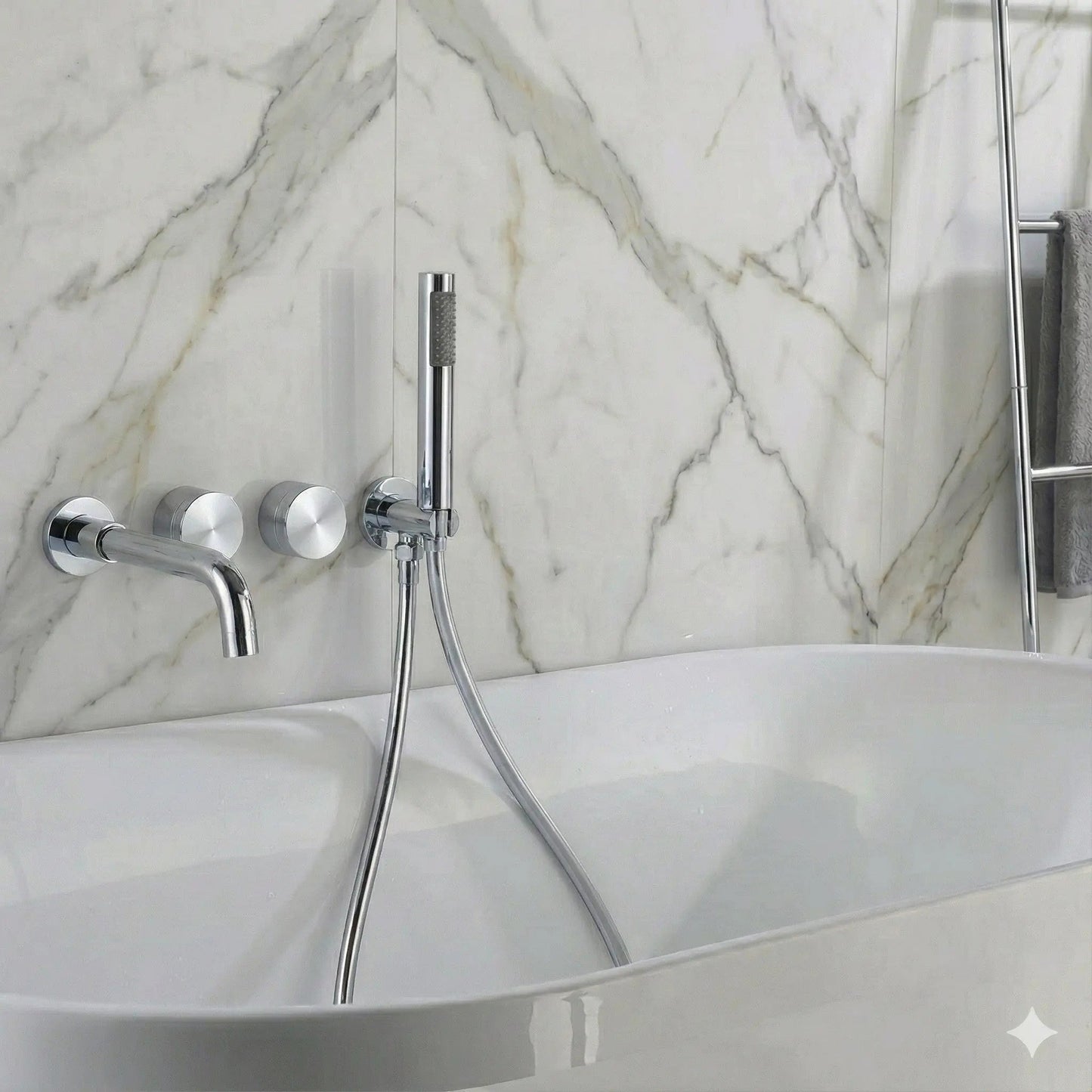 Mitigeur de baignoire encastré avec douchette chrome