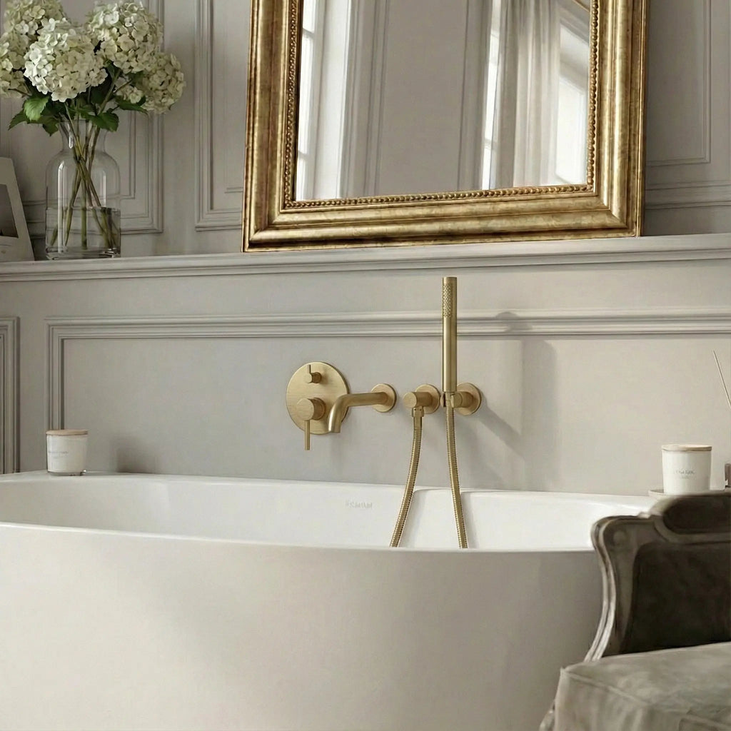 Mitigeur de bain thermostatique encastré or brossé
