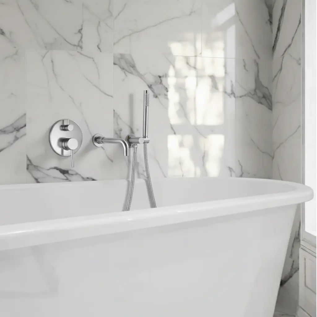 Mitigeur de bain thermostatique encastré chrome