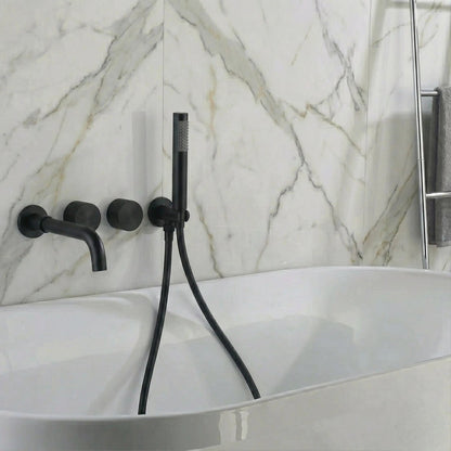 Mitigeur de baignoire encastré avec douchette noir
