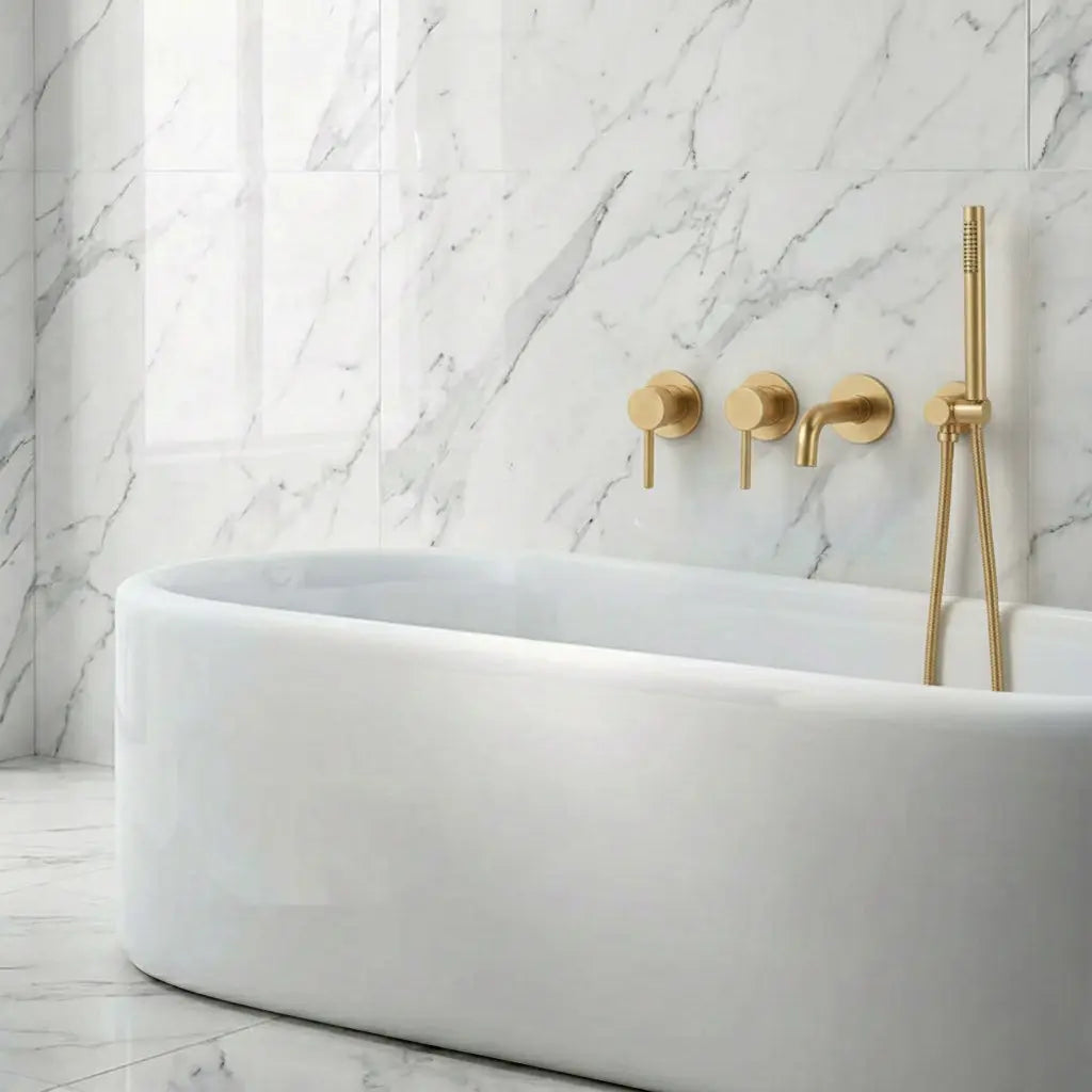 Pack mitigeur de bain à encastrer or brossé