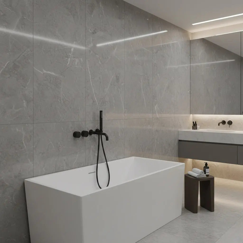 Mitigeur de baignoire encastré avec douchette noir