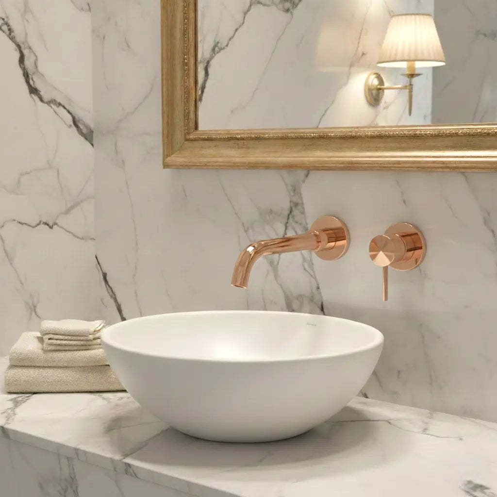 Mitigeur de lavabo encastré or rose