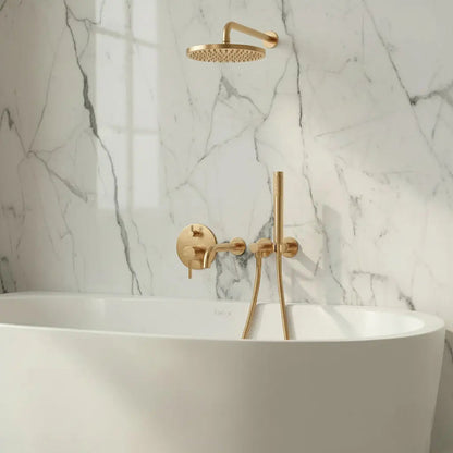 Composition bain-douche thermostatique encastrée or brossé