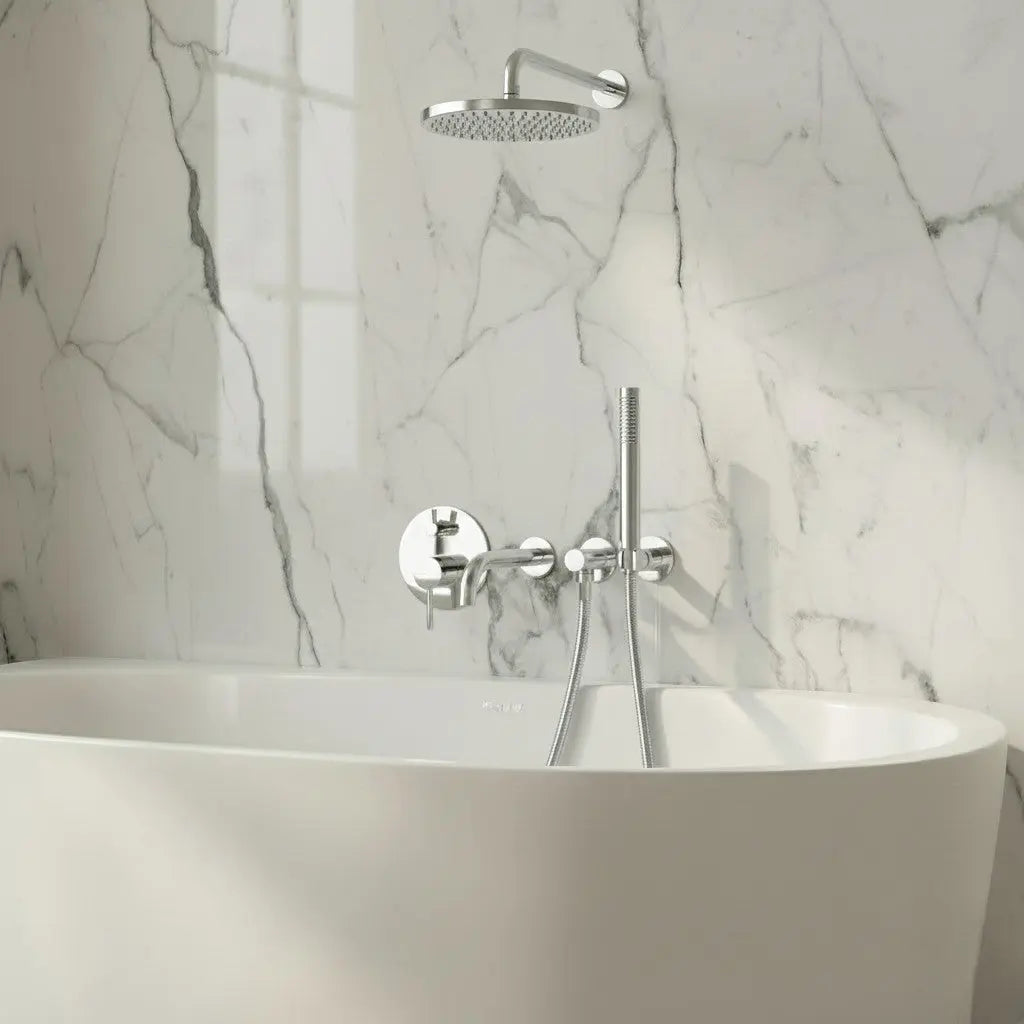 Composition bain-douche thermostatique encastrée chrome