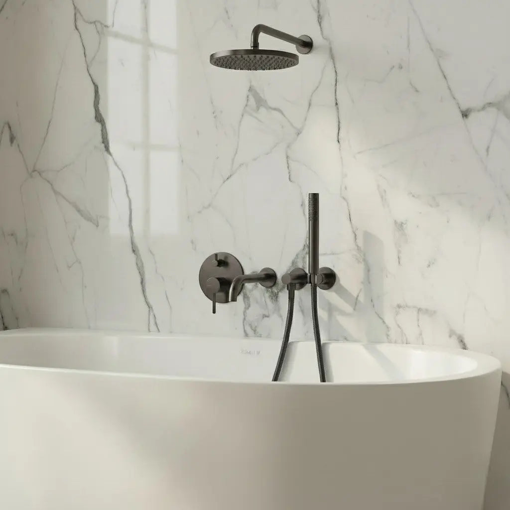 Composition bain-douche thermostatique encastrée anthracite