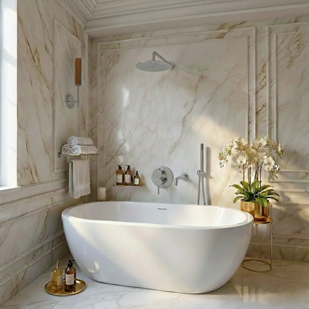 Composition bain-douche thermostatique encastrée inox