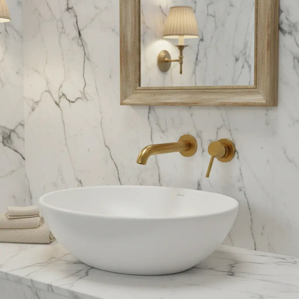 Mitigeur de lavabo encastré or brossé