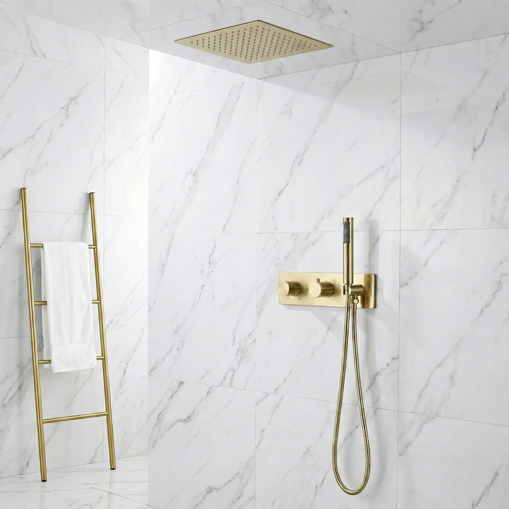 Ensemble de Douche encastré or brossé