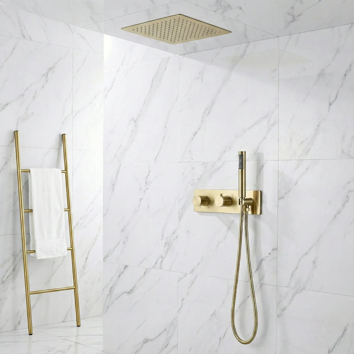 Ensemble de Douche encastré or brossé