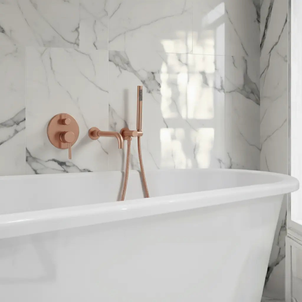 Mitigeur de bain thermostatique encastré or rose
