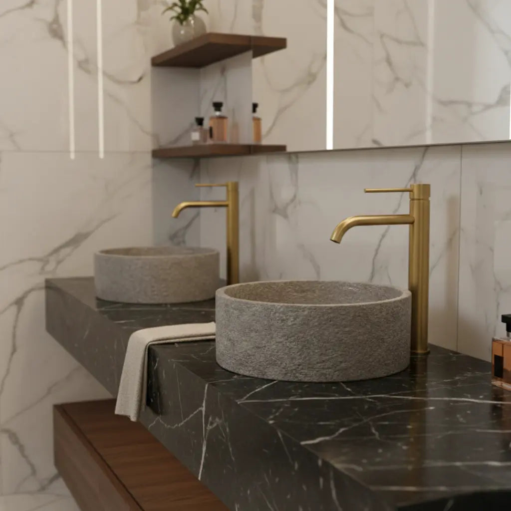 Mitigeur de lavabo haut or brossé