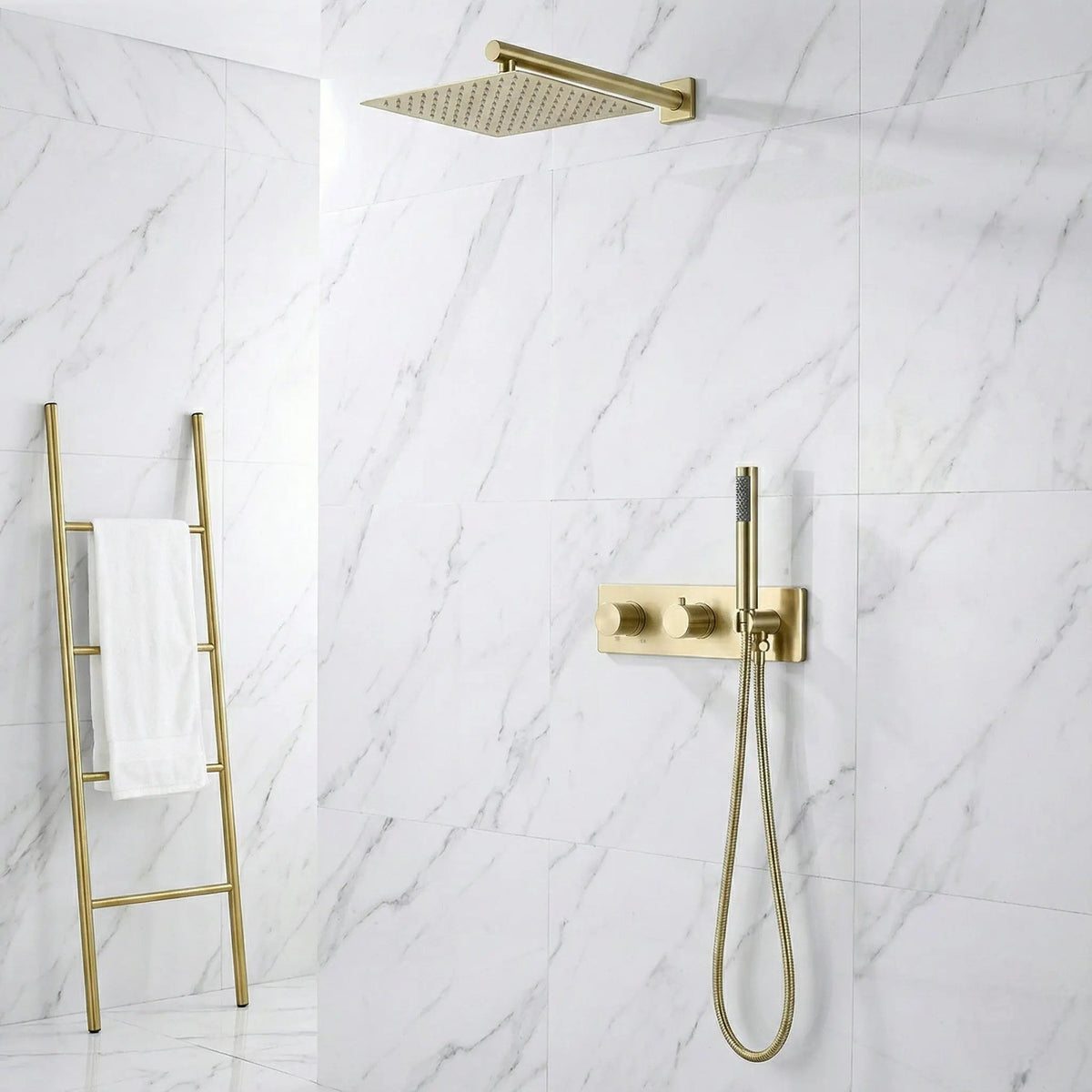 Ensemble de Douche encastré or brossé