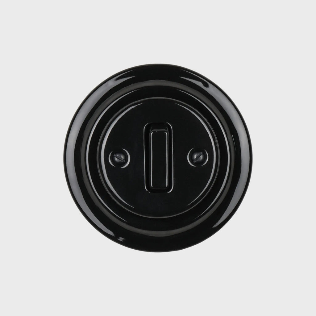 interrupteur rond rond simple céramique noire