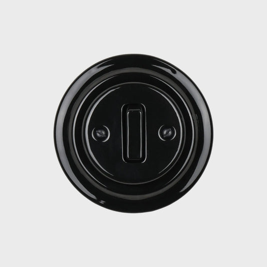 interrupteur rond rond simple céramique noire
