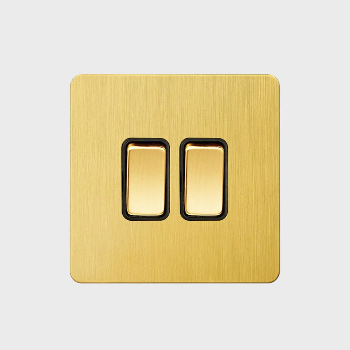 interrupteur bouton plat double laiton brossé
