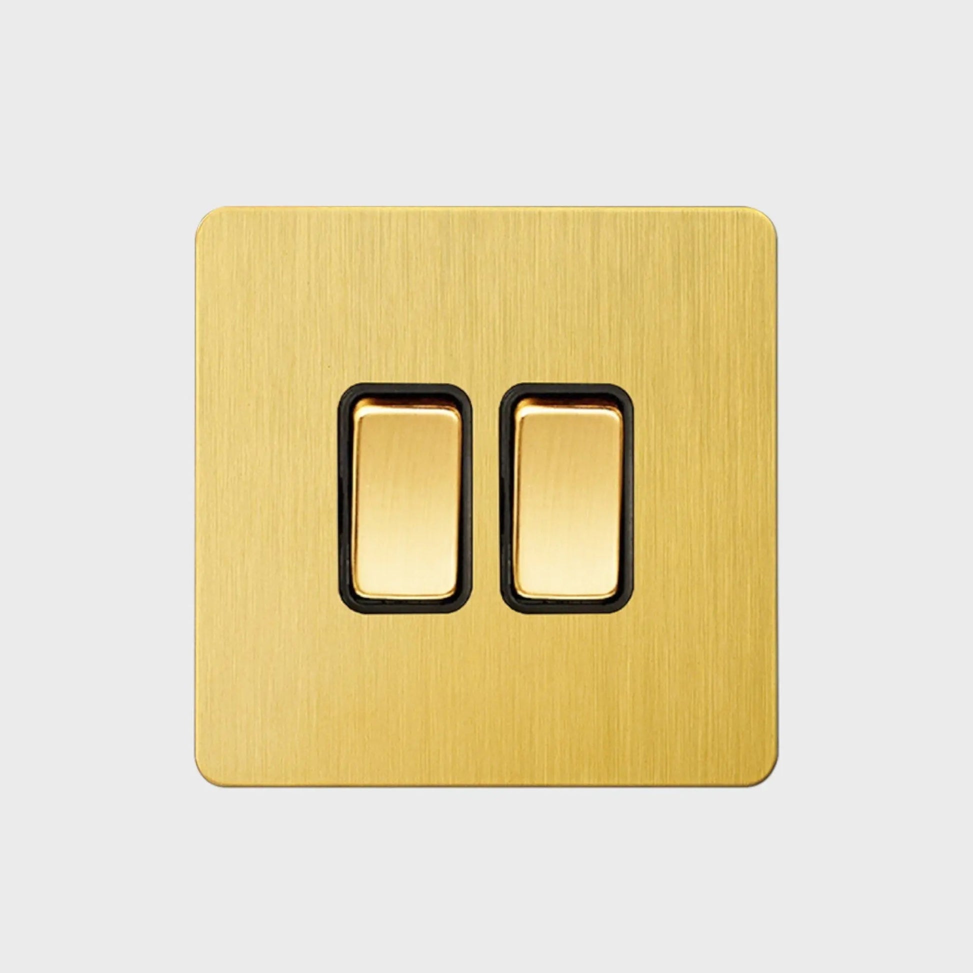 interrupteur bouton plat double laiton brossé