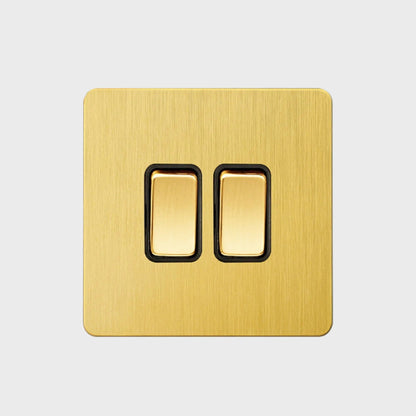 interrupteur bouton plat double laiton brossé