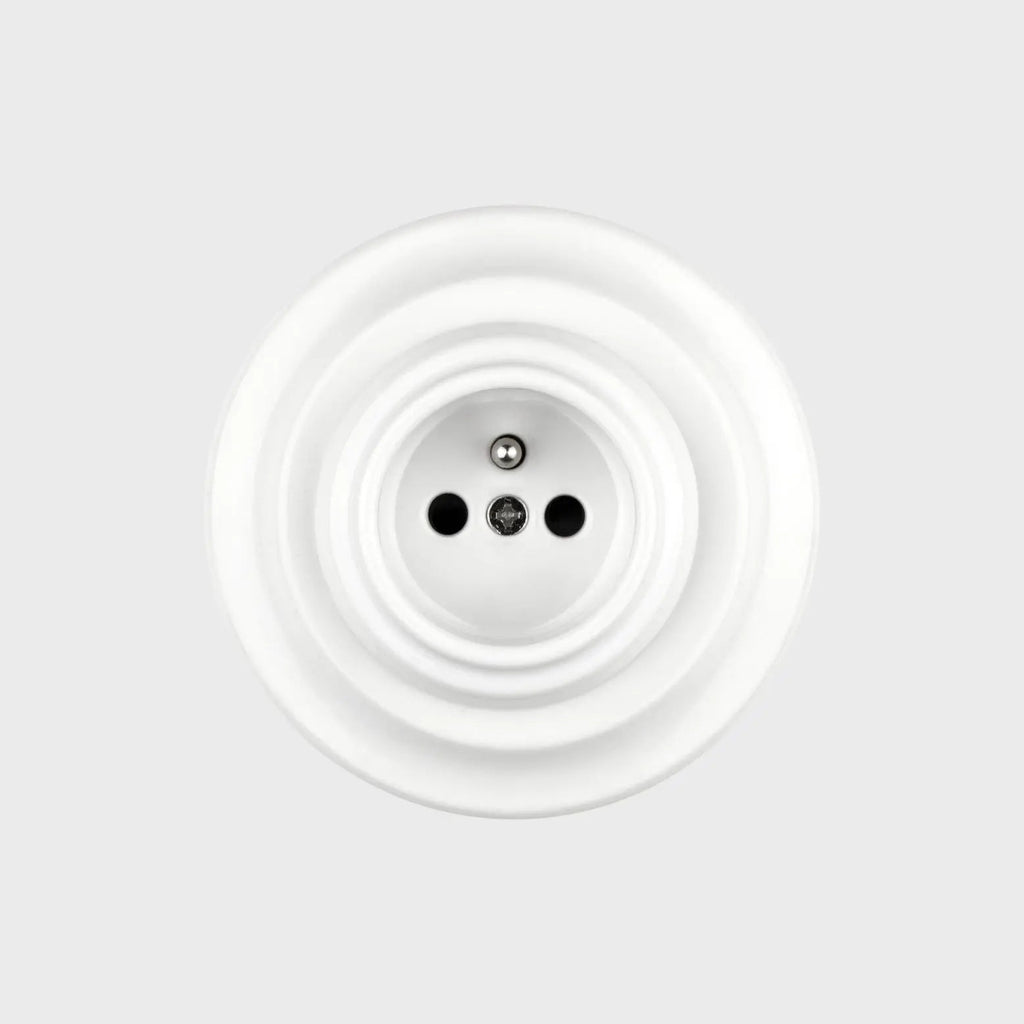 prise de courant rond simple céramique blanche