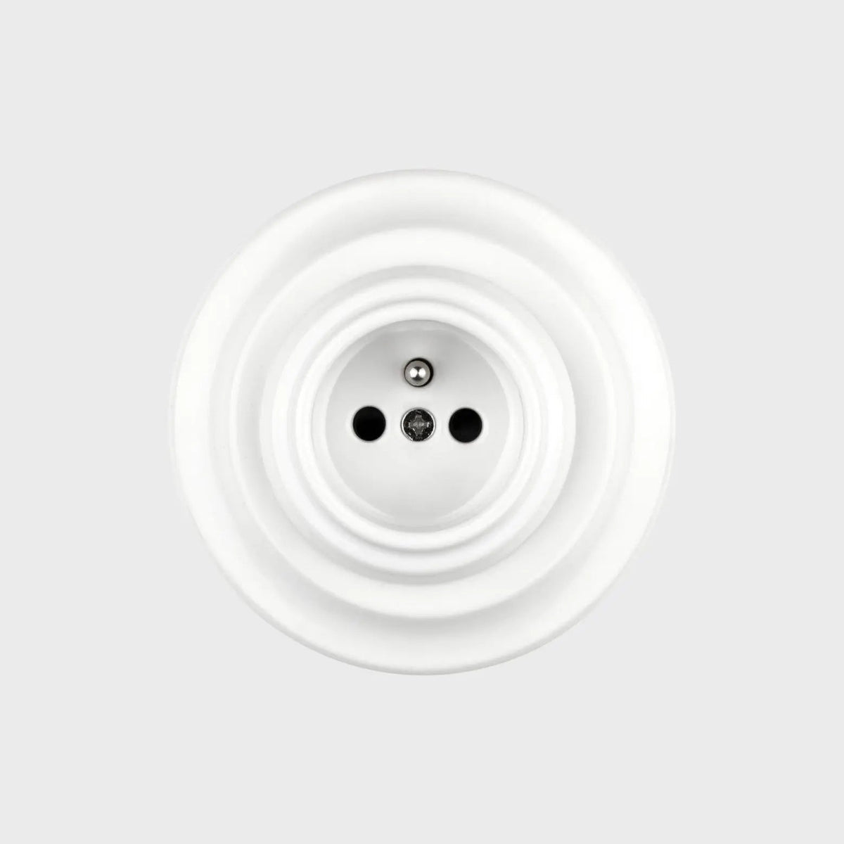 prise de courant rond simple céramique blanche
