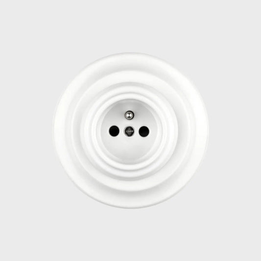 prise de courant rond simple céramique blanche