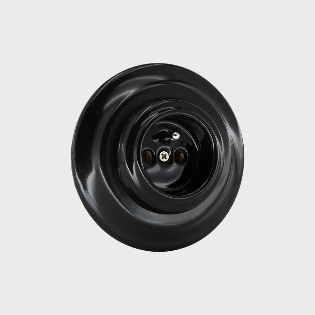 prise de courant rond simple céramique noire