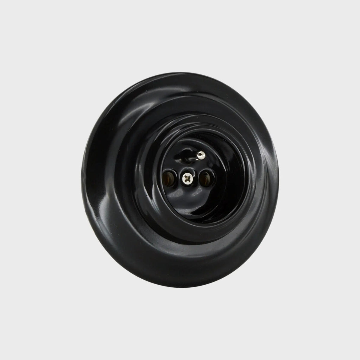 prise de courant rond simple céramique noire