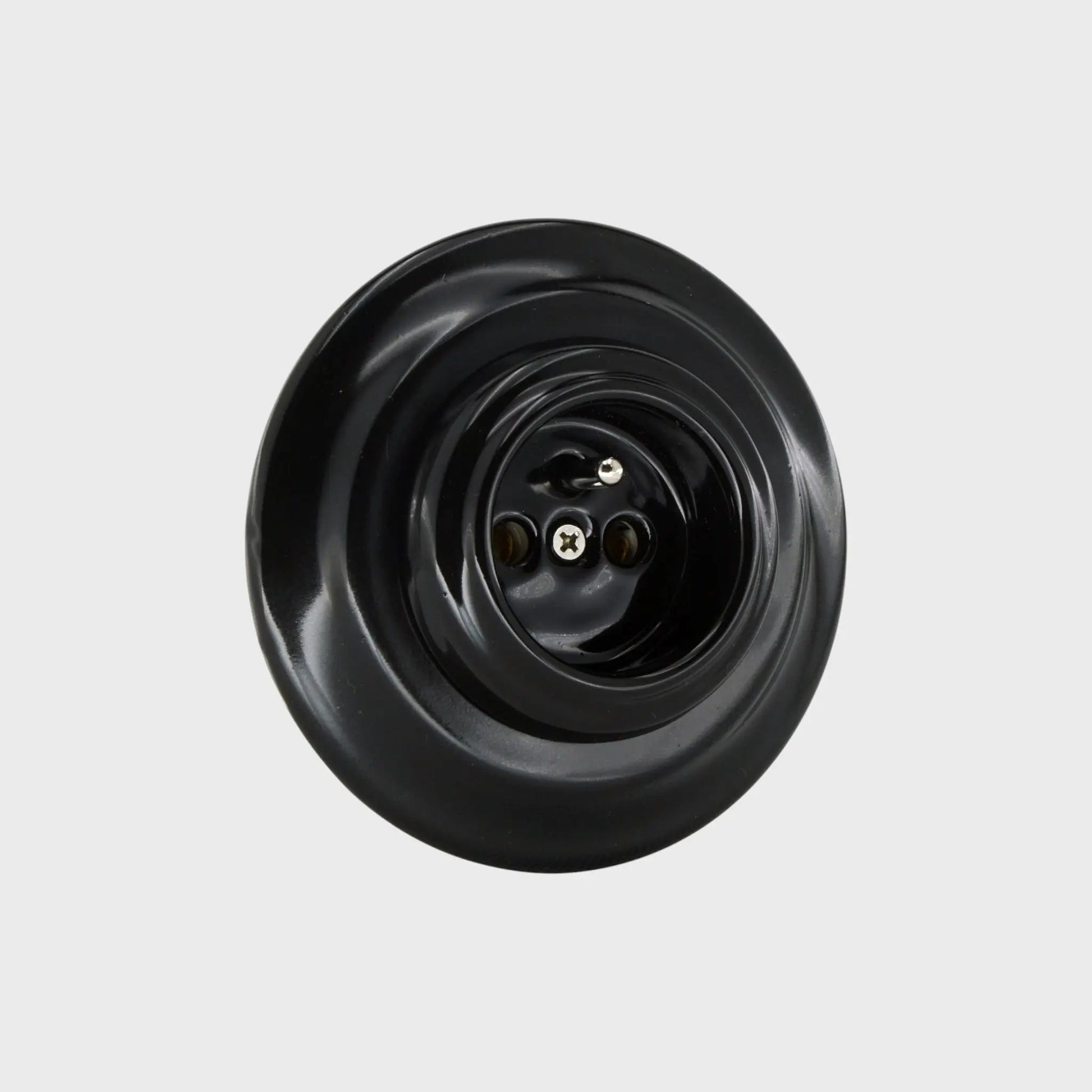 prise de courant rond simple céramique noire