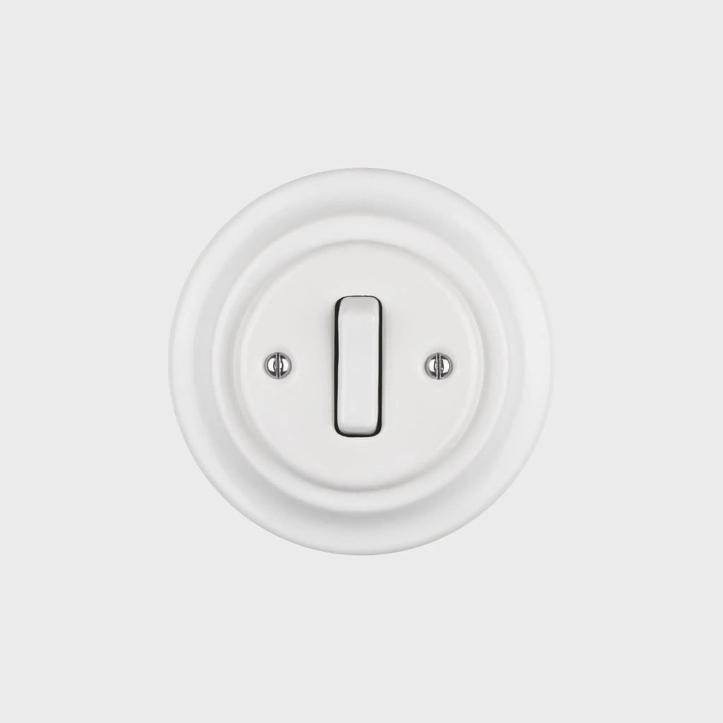 interrupteur rond rond simple céramique blanche