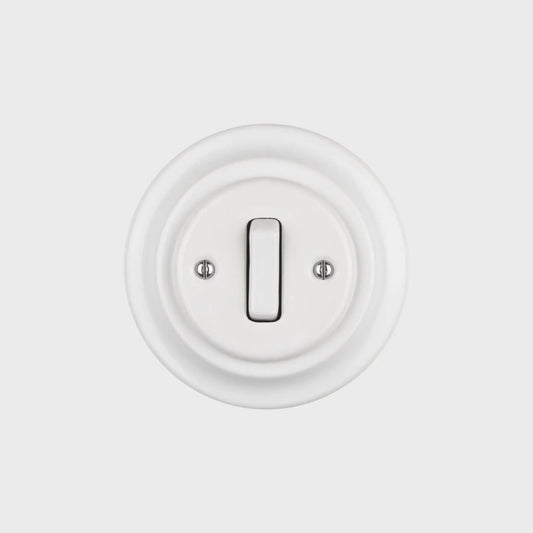 interrupteur rond rond simple céramique blanche