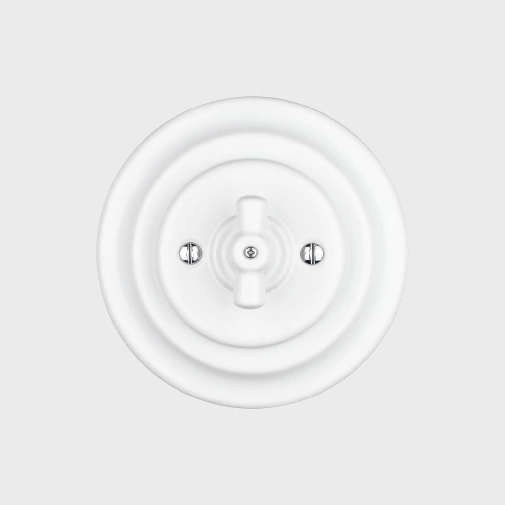 interrupteur rotatif simple céramique blanche