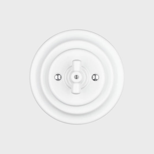 interrupteur rotatif simple céramique blanche