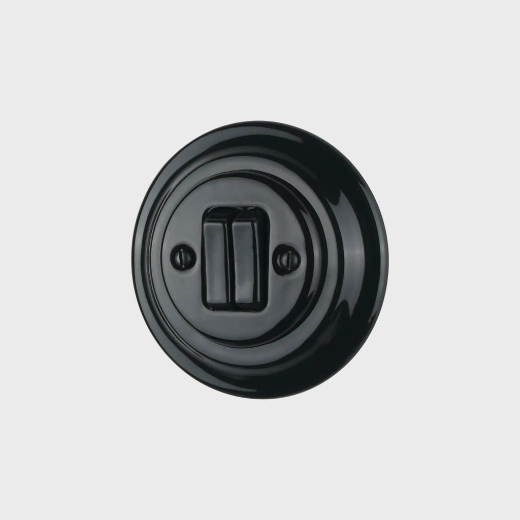 interrupteur double rond rond double céramique noire