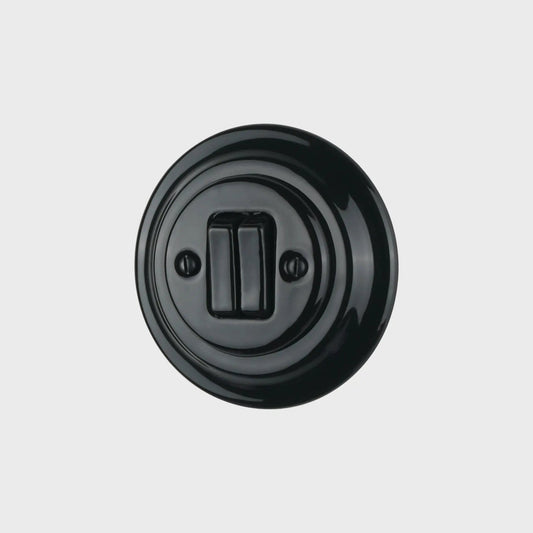 interrupteur double rond rond double céramique noire