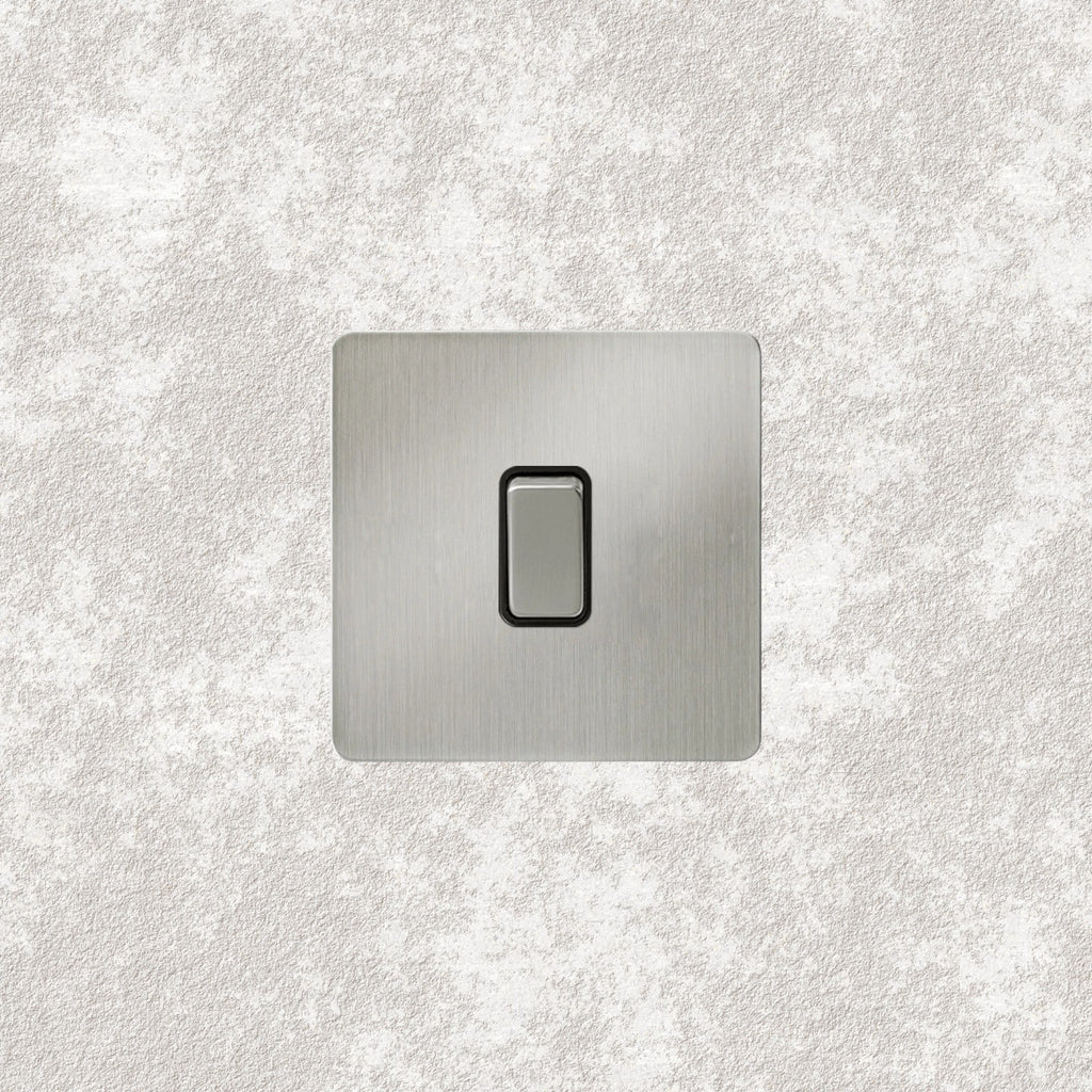 interrupteur bouton plat simple acier brossé