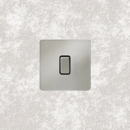 interrupteur bouton plat simple acier brossé