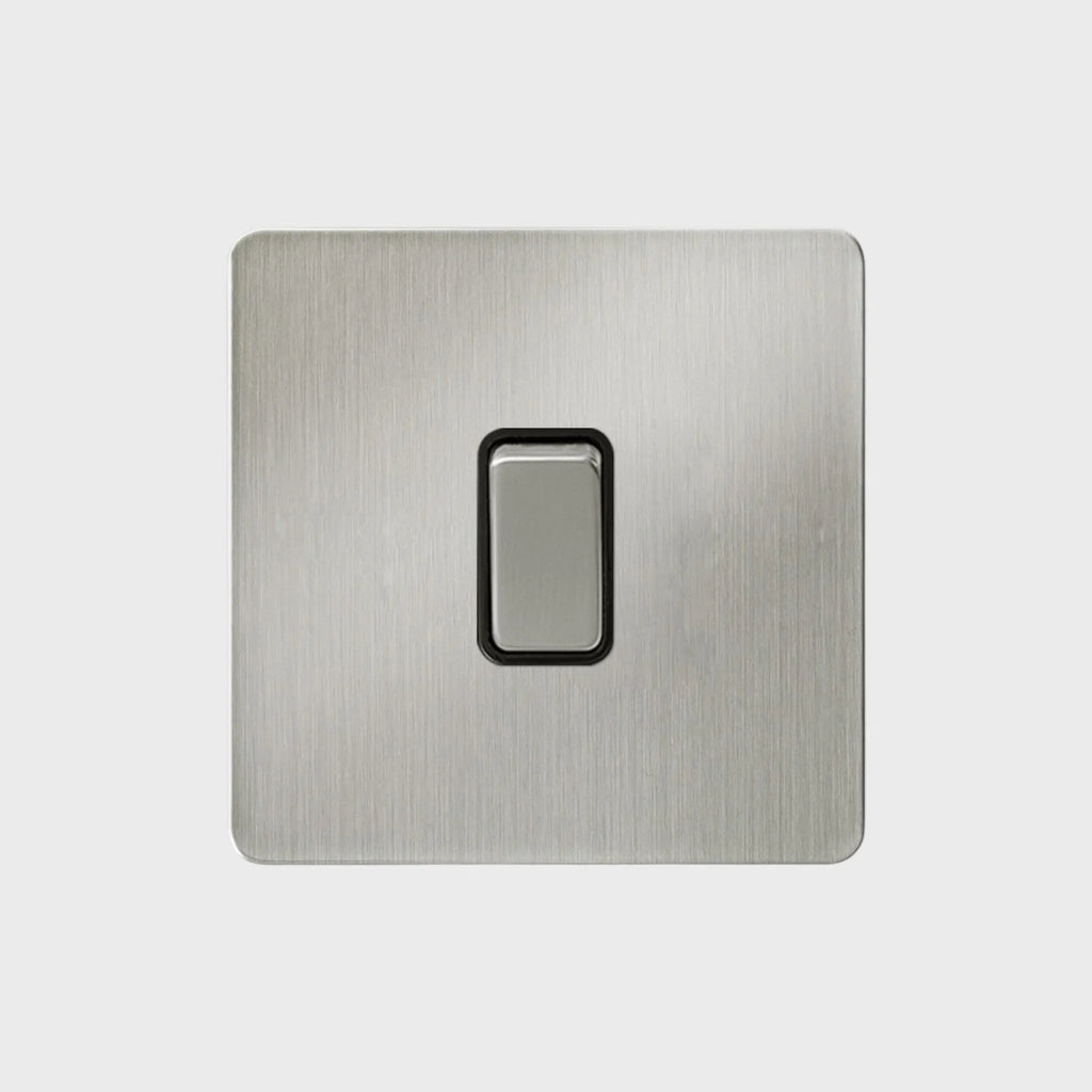 interrupteur bouton plat simple acier brossé