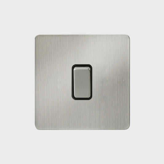 interrupteur bouton plat simple acier brossé