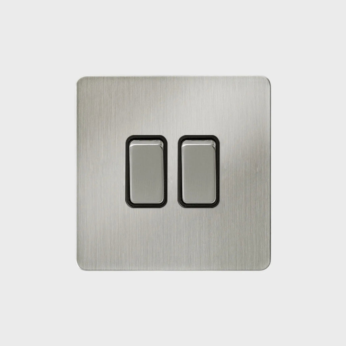 interrupteur bouton plat double acier brossé