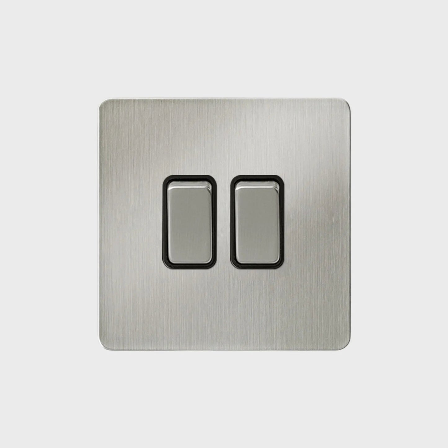 interrupteur bouton plat double acier brossé
