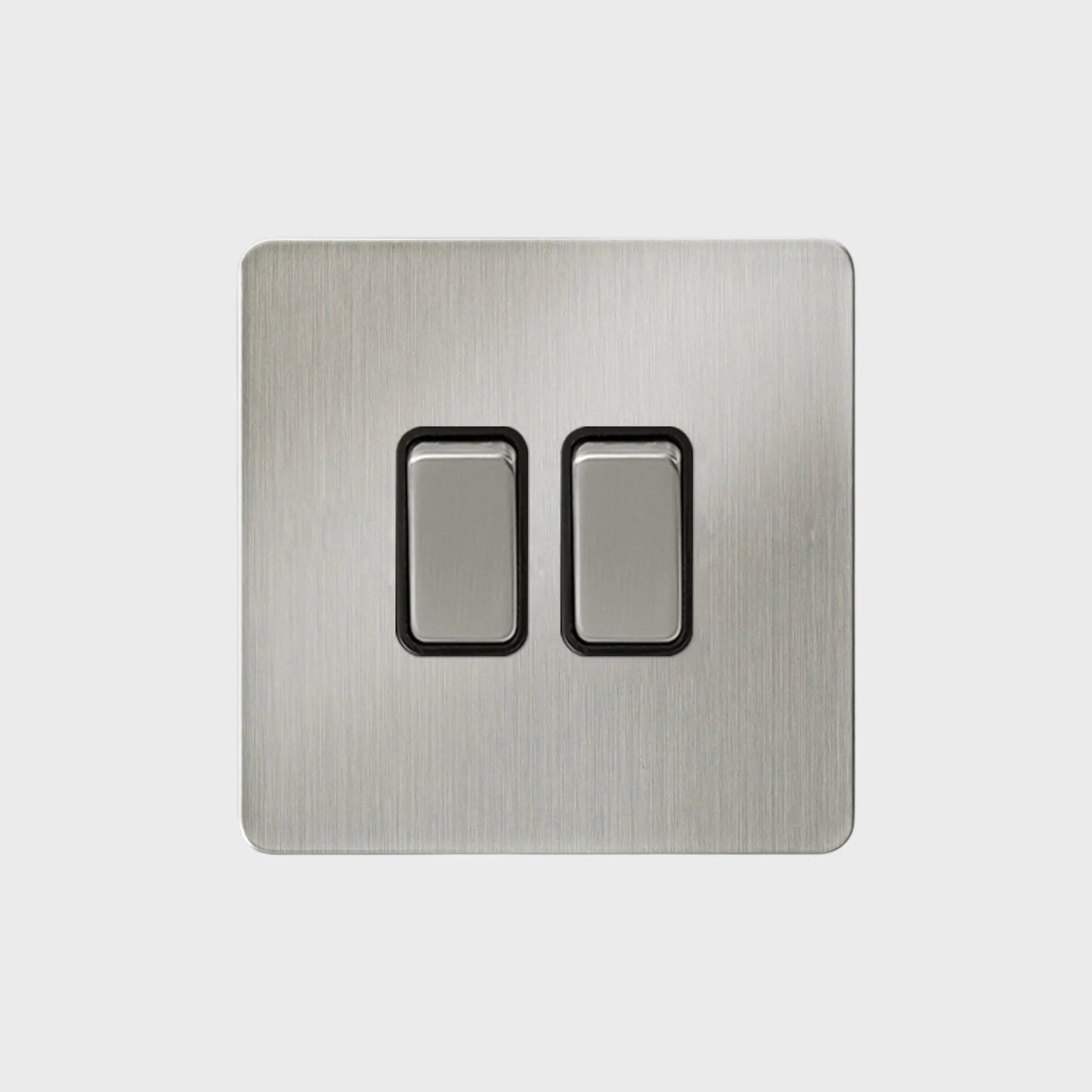 interrupteur bouton plat double acier brossé