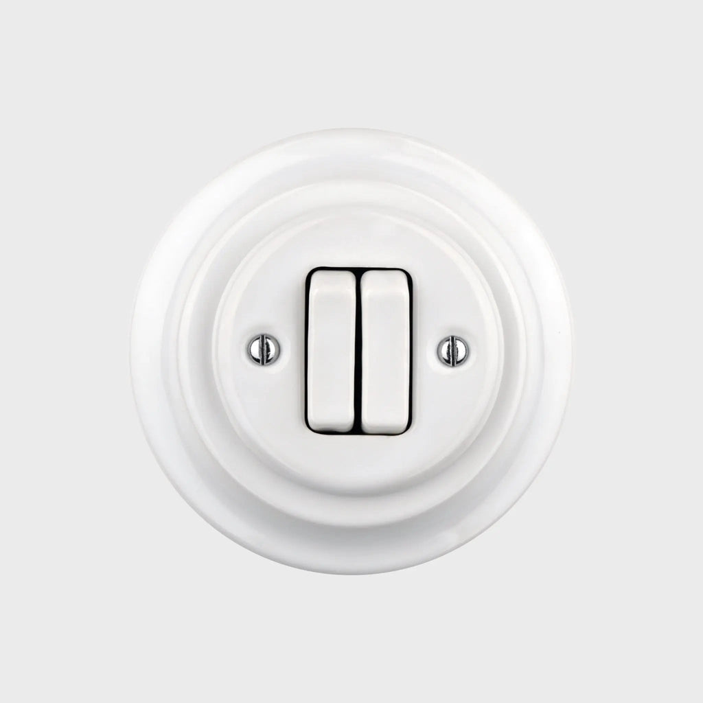 interrupteur double rond rond double céramique blanche
