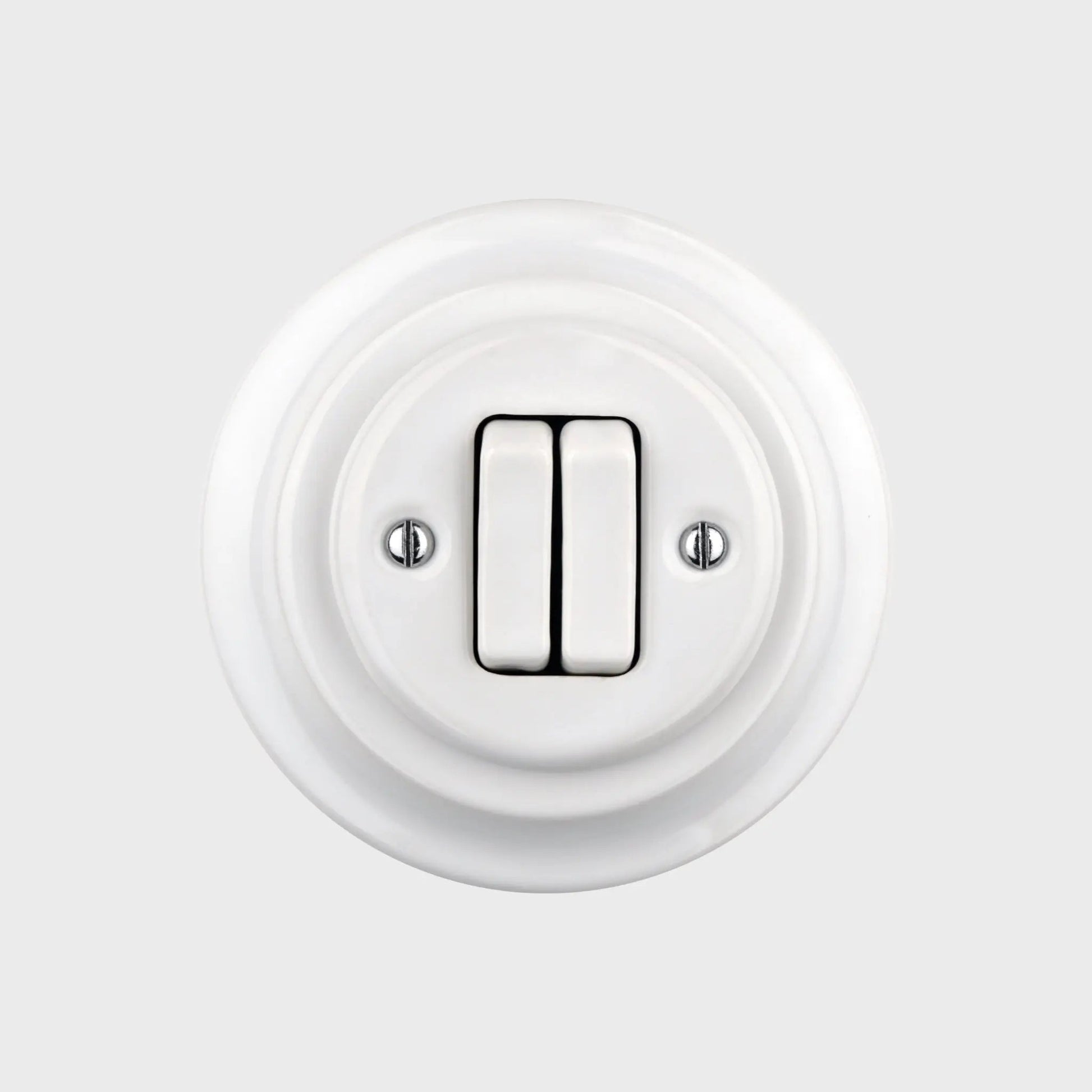 interrupteur double rond rond double céramique blanche