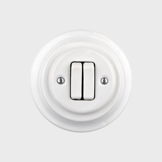 interrupteur double rond rond double céramique blanche
