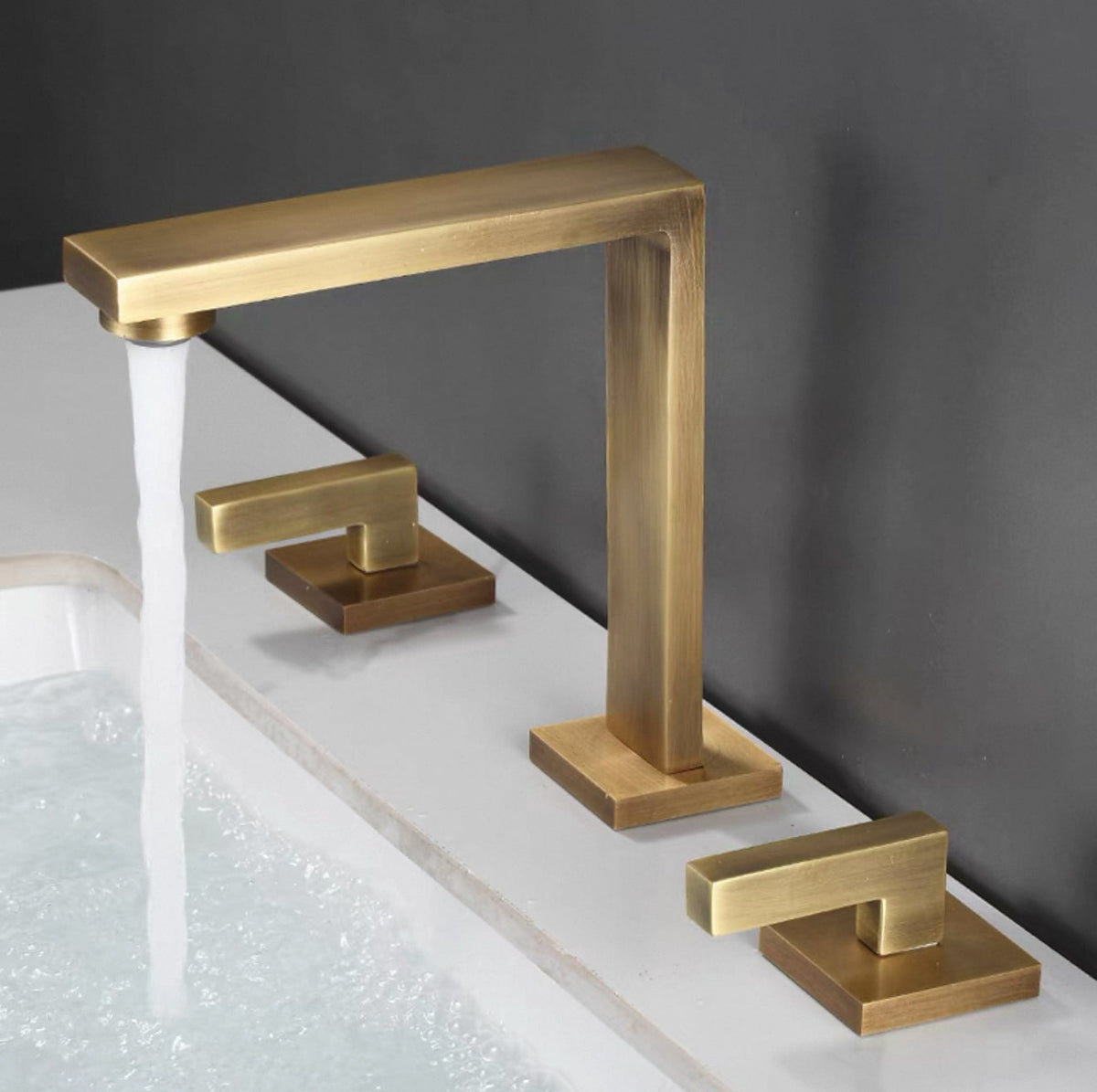 Ossidiana Mitigeur de Lavabo Trois Trous, Laiton Massif, 6 Finitions