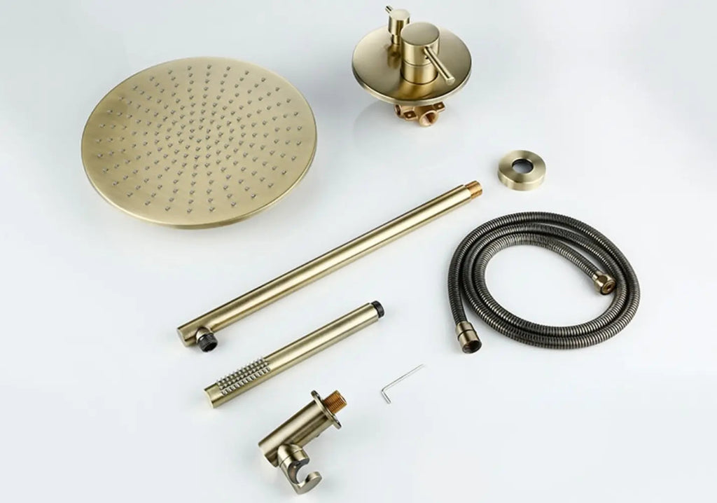 Kit de Douche Thermostatique encastré or brossé
