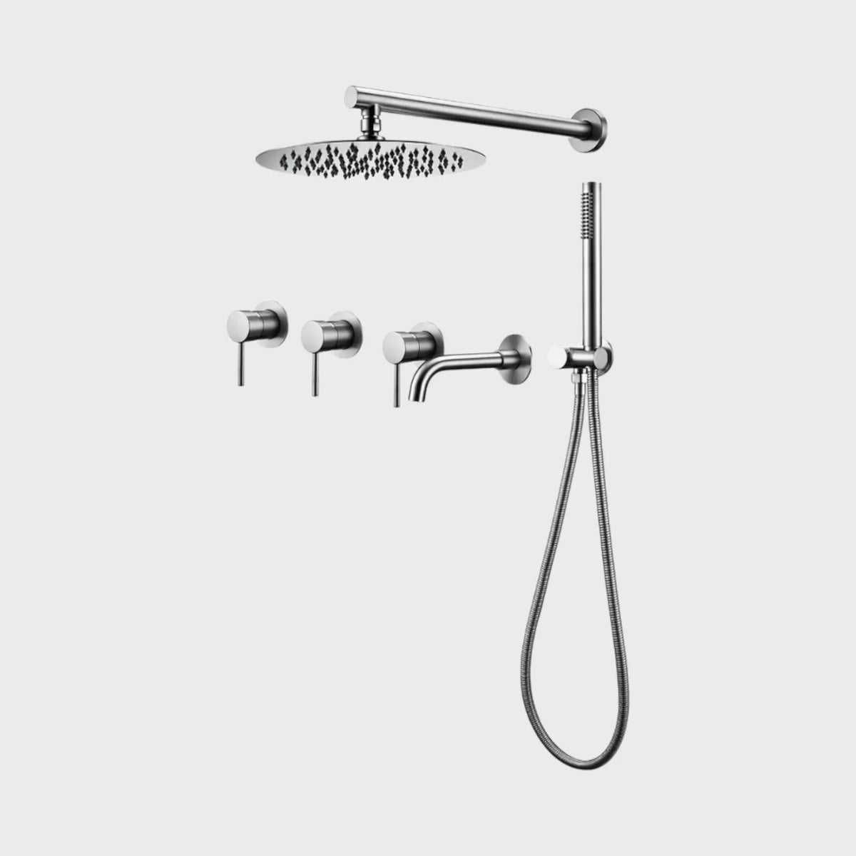 Kit de douche-bain encastré chrome
