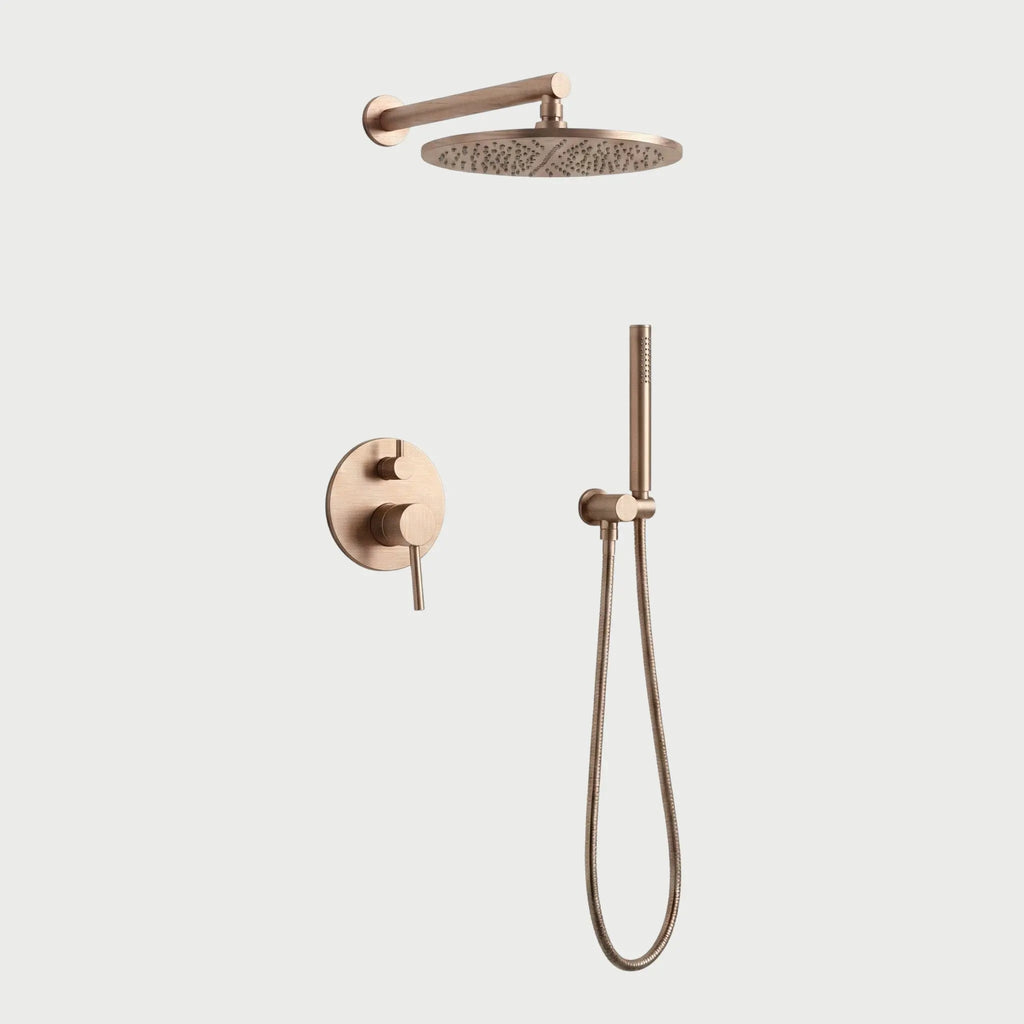 Kit de Douche Thermostatique encastré or rose brossé