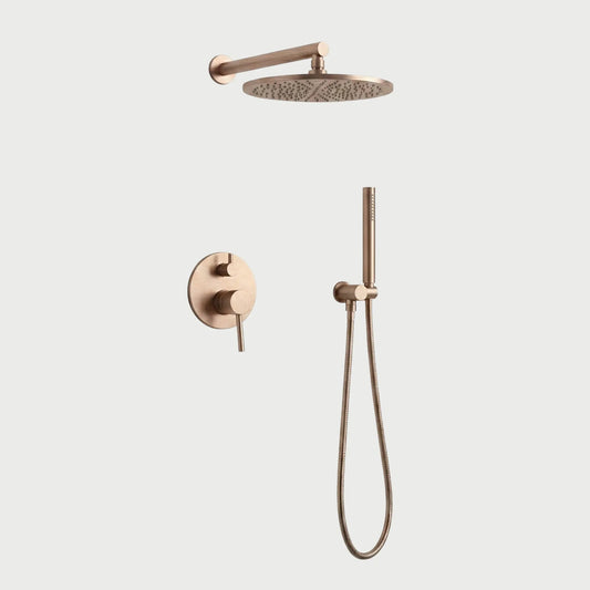 Kit de Douche Thermostatique encastré or rose brossé