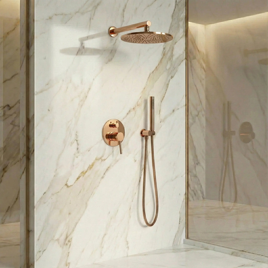 Kit de Douche Thermostatique encastré or rose poli